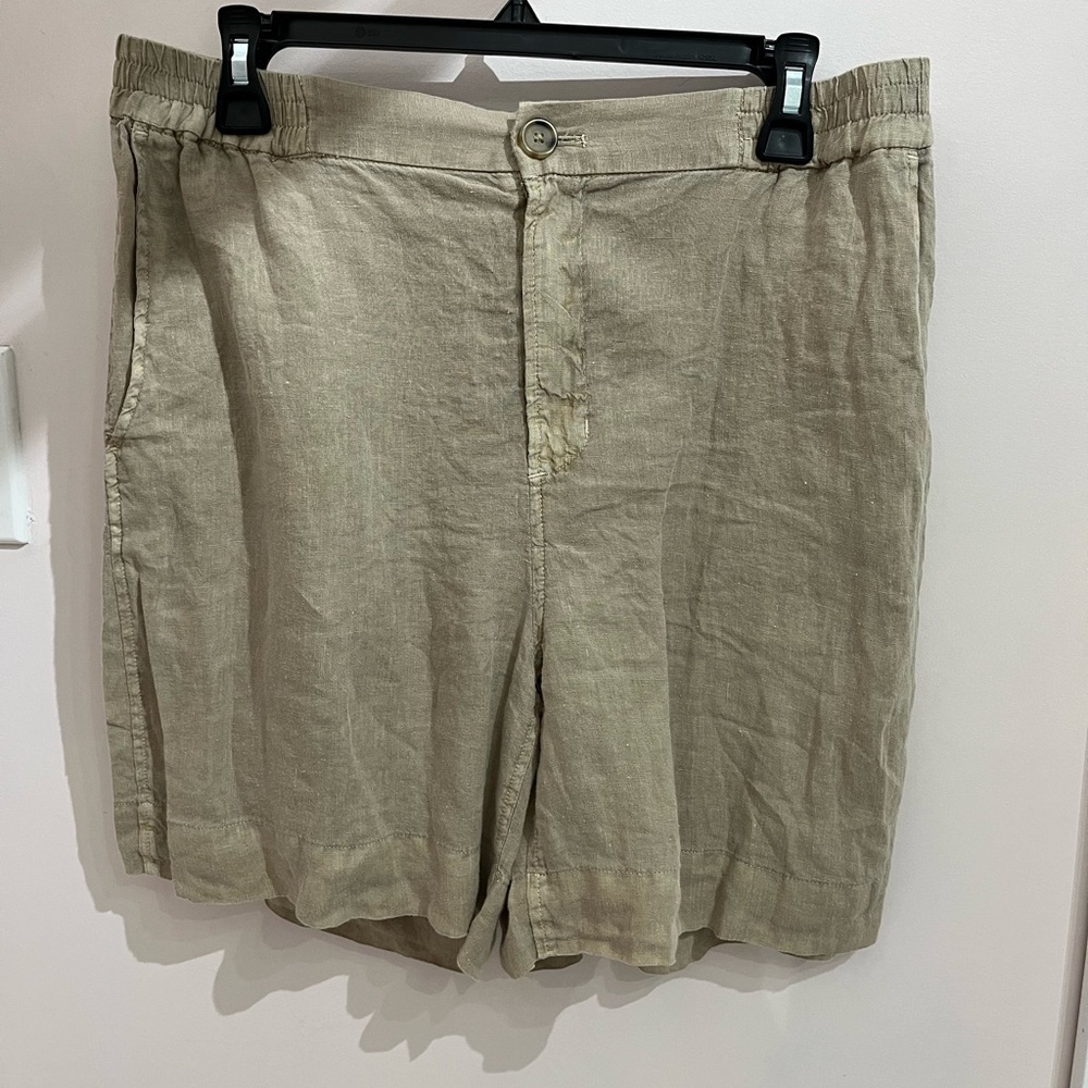 Velvet by Graham & Spencer Linen Tan Flat Front Shorts
